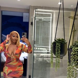 LOUISA BALLOU
Helios printed mesh minidress